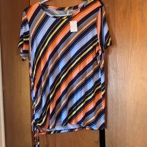 Striped blouse with tie hem. NWT